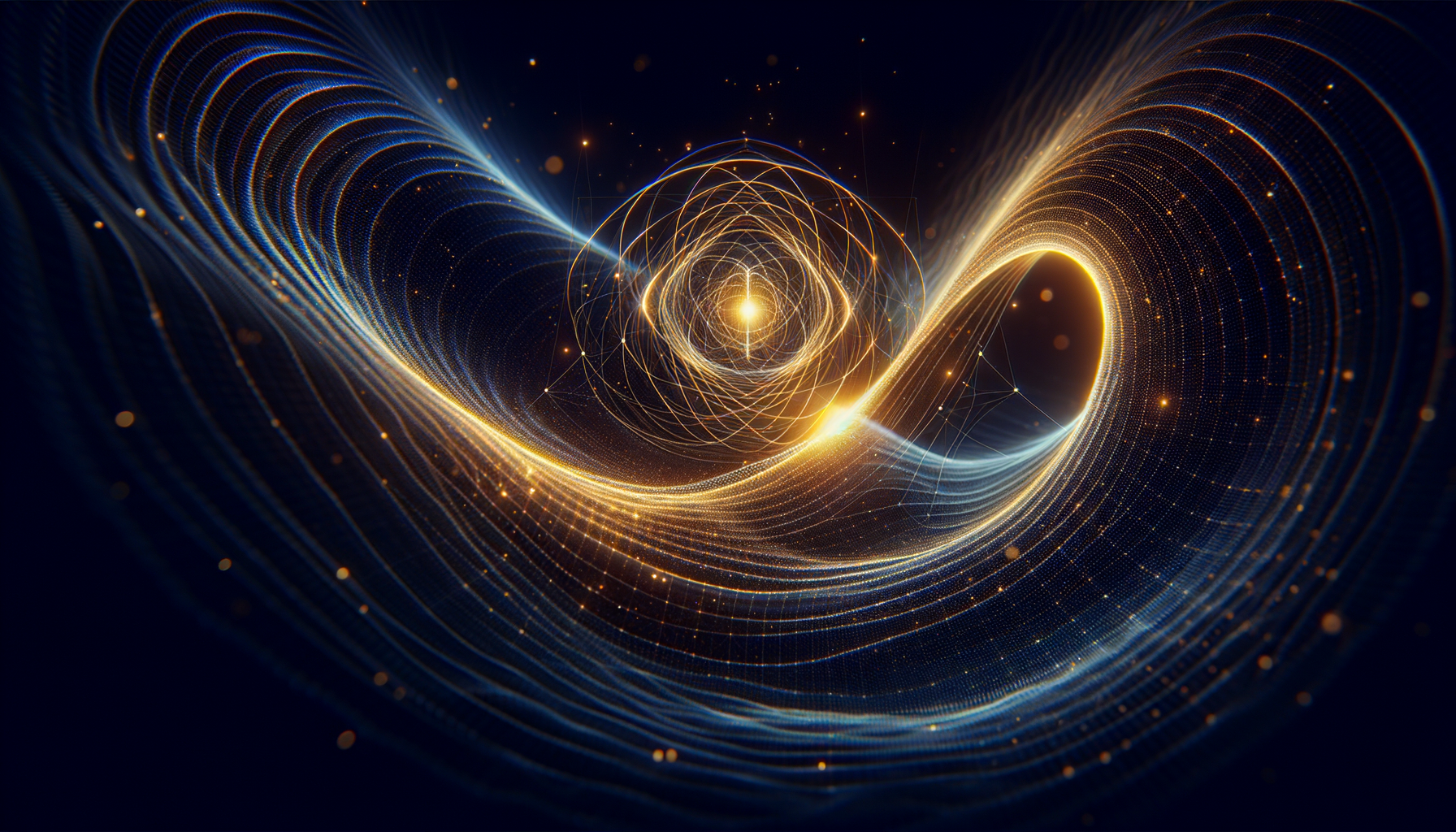 A luminous golden response wave radiating across a translucent 600-cell polytope