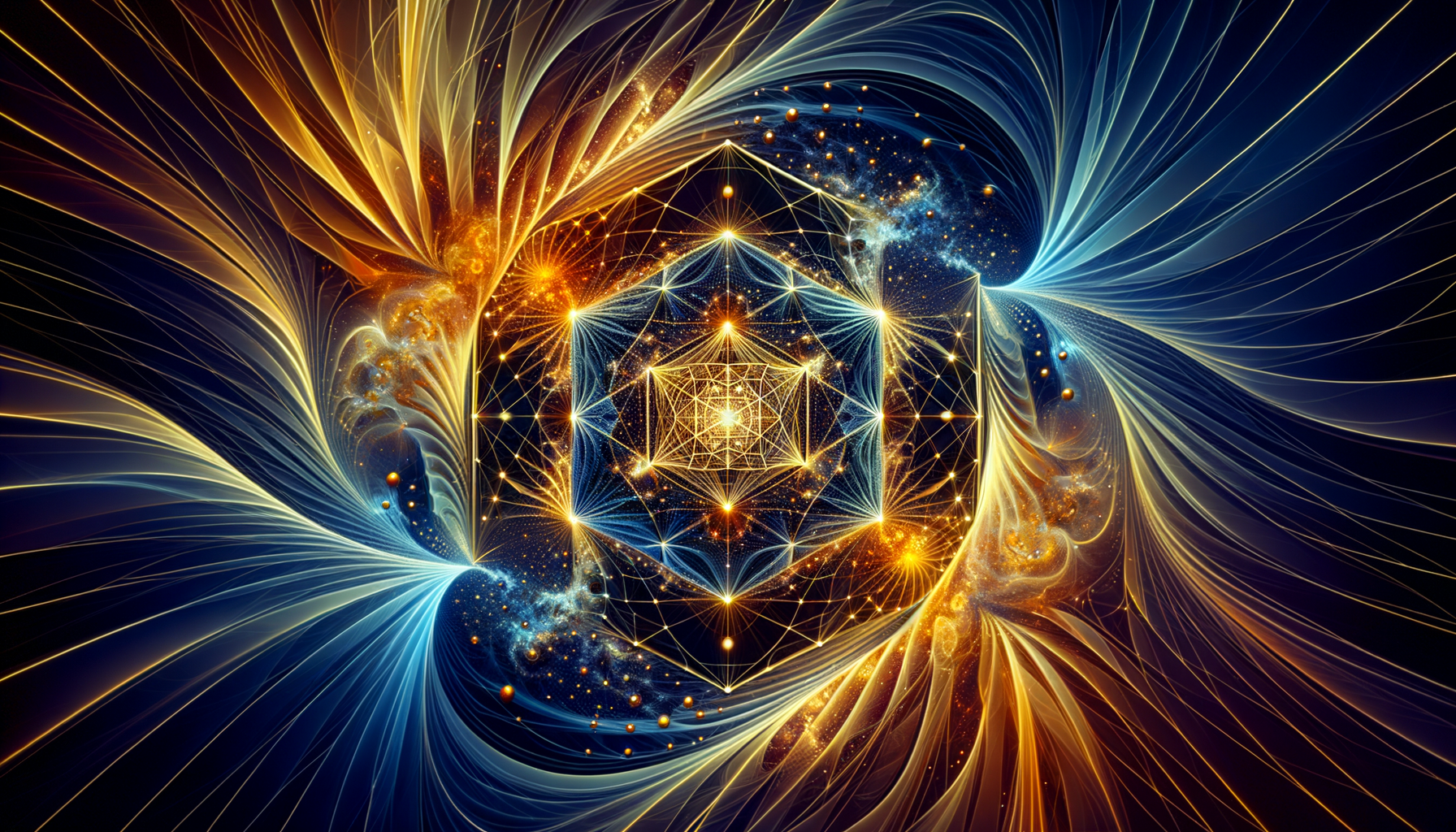 Golden polytope with quantum waves left and gravitational geodesics right — unified from one geometry
