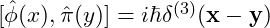 [ \hat{\phi}(x), \hat{\pi}(y) ] = i \hbar \delta^{(3)}(\mathbf{x} - \mathbf{y})