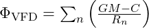 \Phi_{\text{VFD}} = \sum_{n} \left( \frac{G M - C}{R_n} \right)