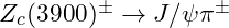 Z_c(3900)^\pm \rightarrow J/\psi \pi^\pm
